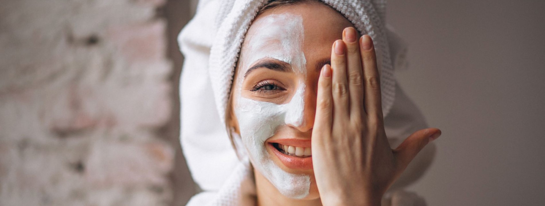 portrait woman with facial mask half face 1