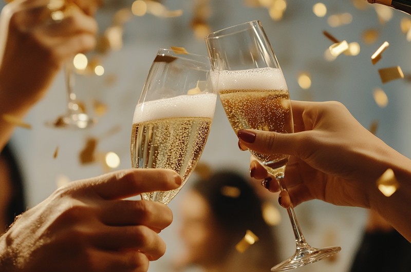 group indian people toasting with champagne